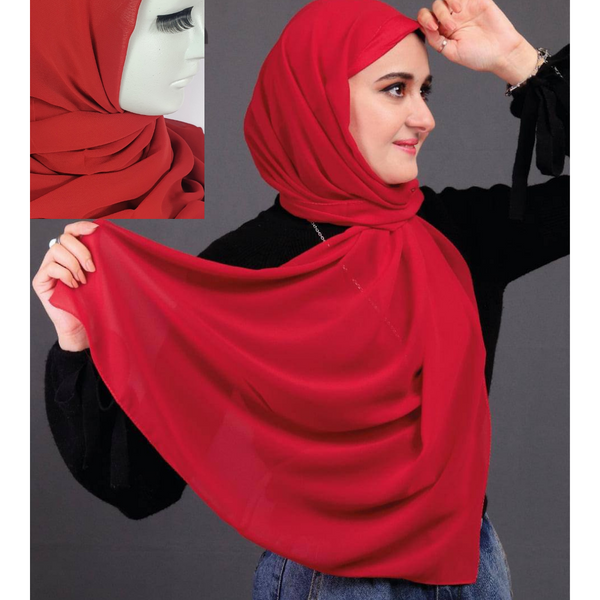 Red Premium Chiffon Hijab - Scarvista