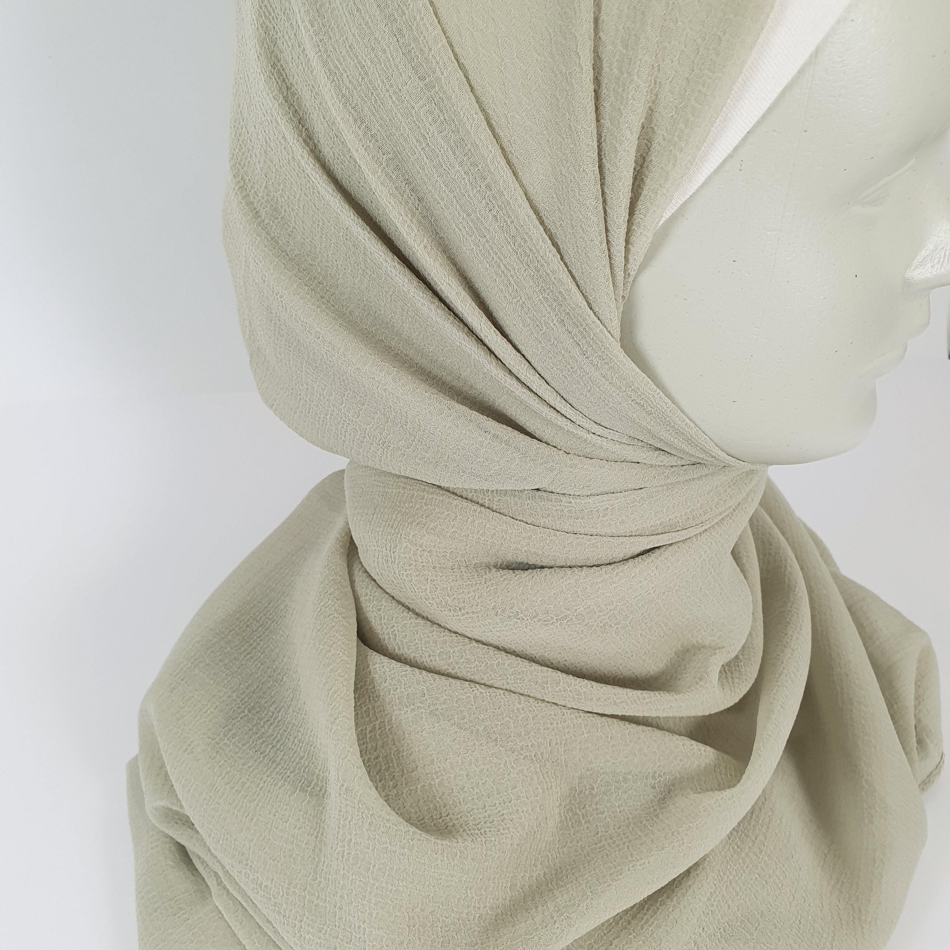 Olive Crinkle Chiffon - Scarvista