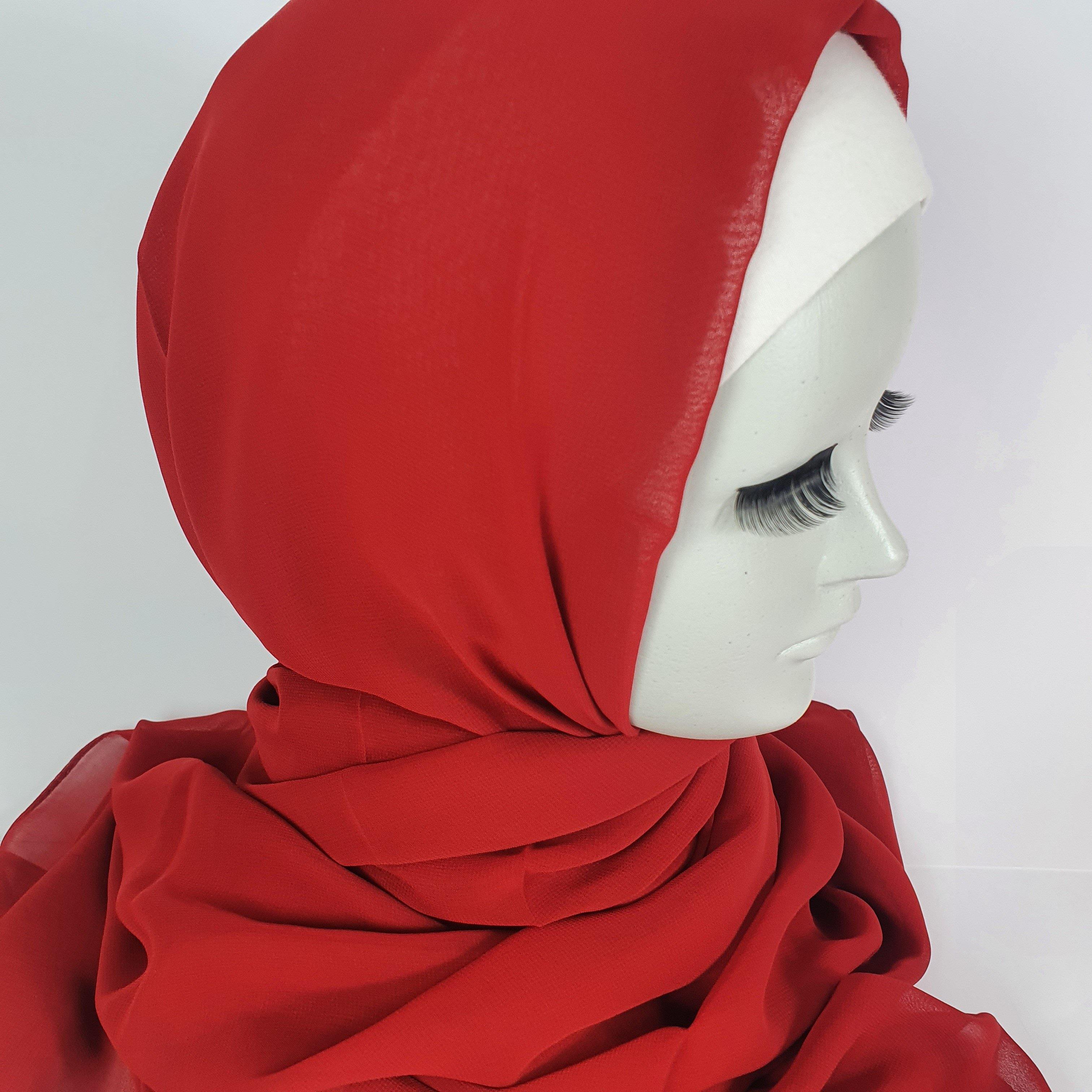 Red Premium Chiffon Hijab - Scarvista