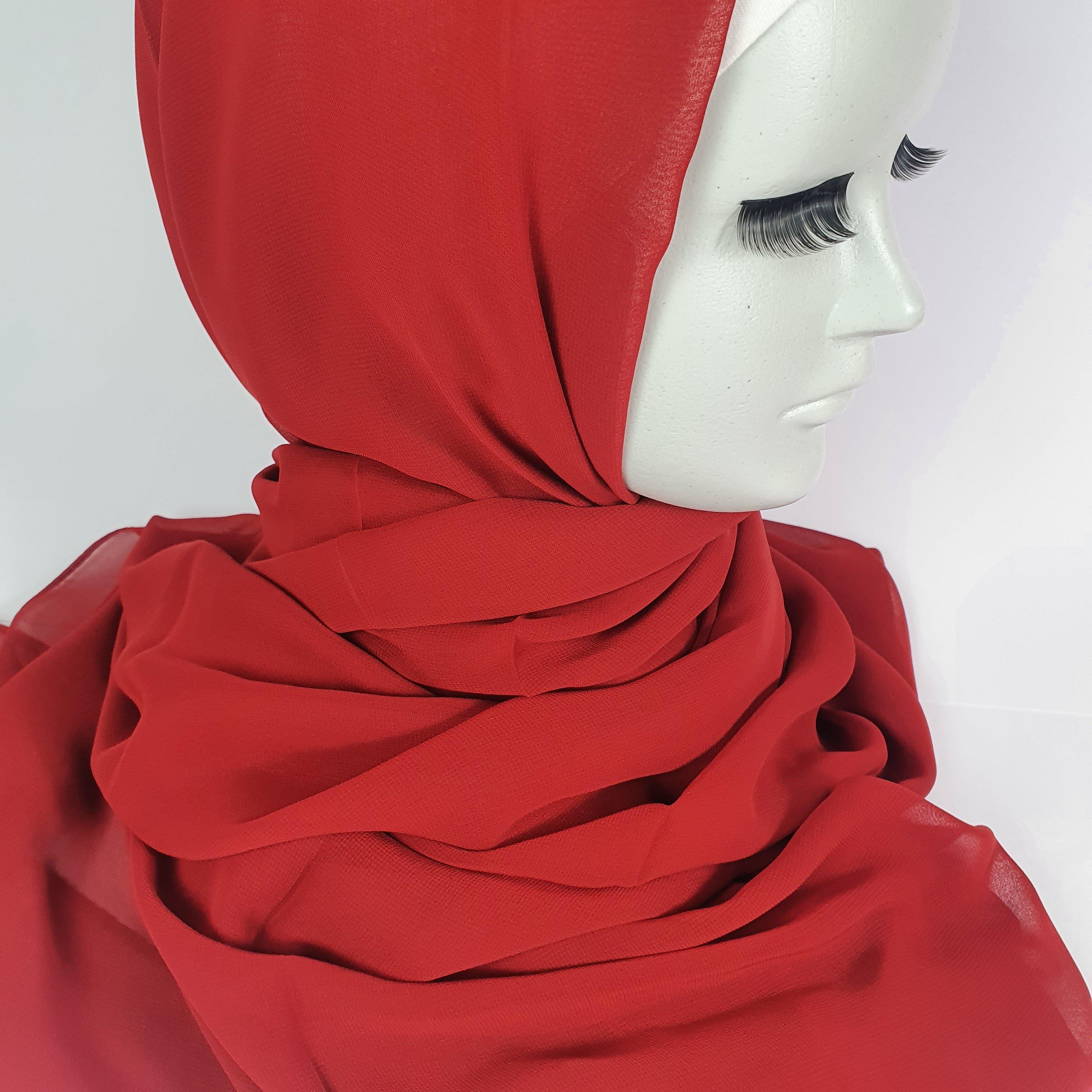 Red Premium Chiffon Hijab - Scarvista