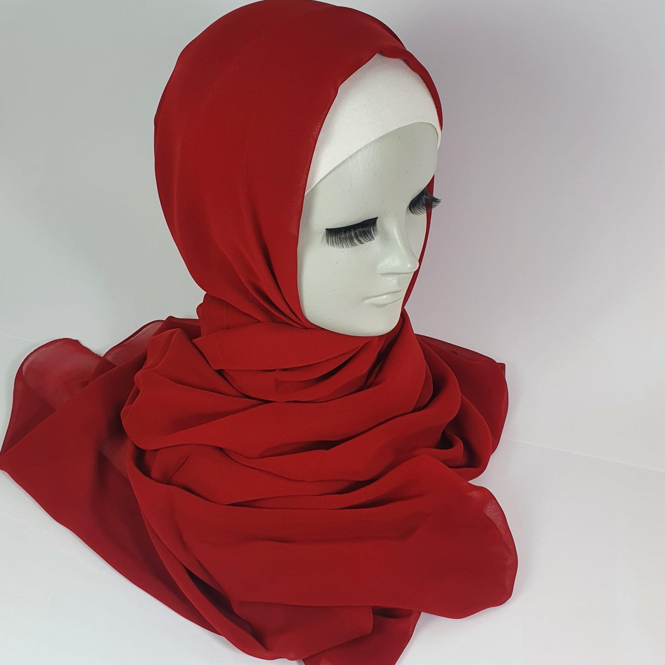 Red Premium Chiffon Hijab - Scarvista