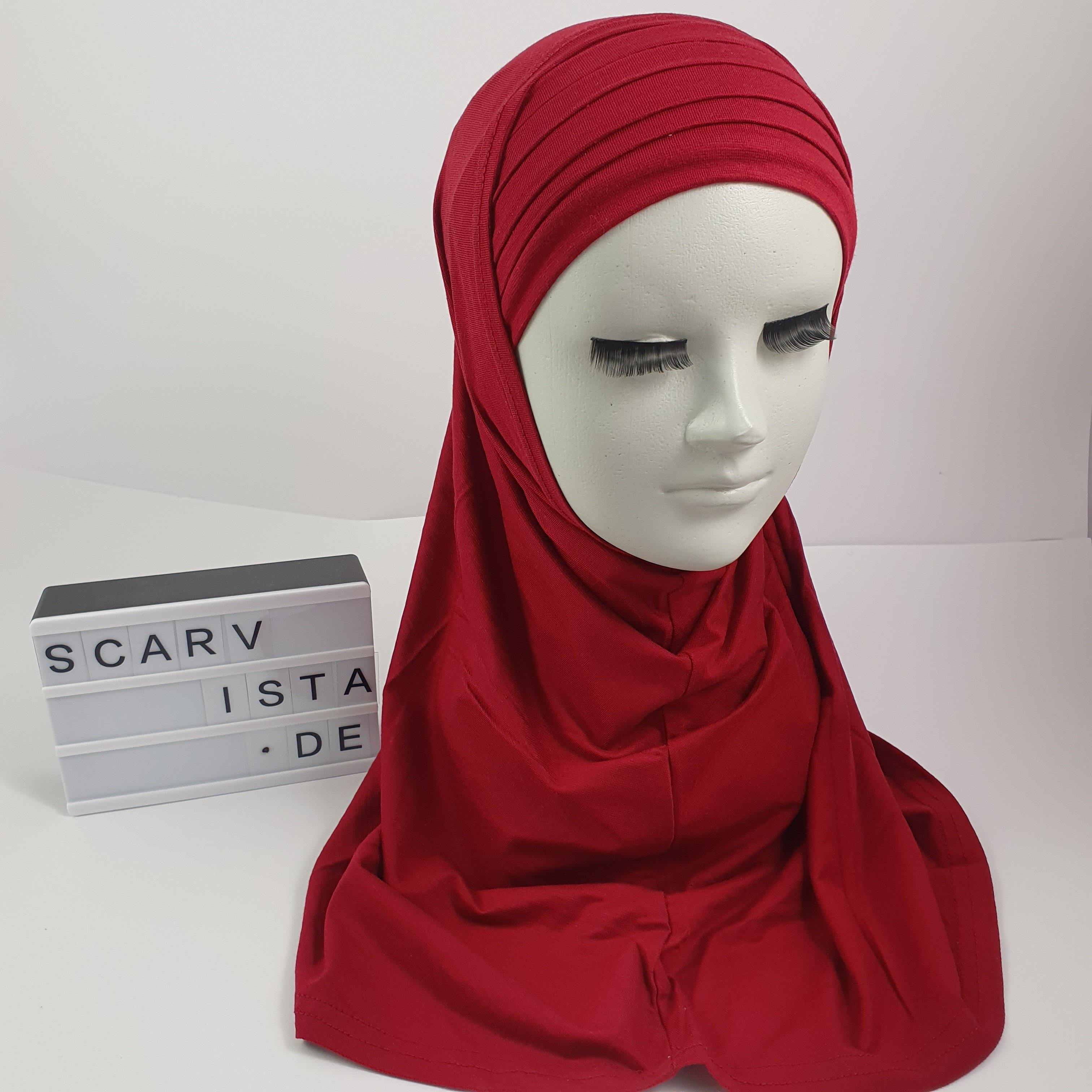 Red Hijab Two Pieces Drapia - Scarvista