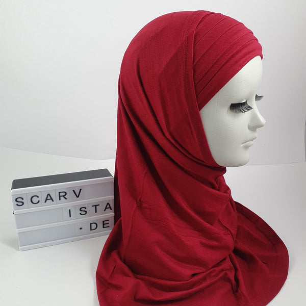 Red Hijab Two Pieces Drapia - Scarvista