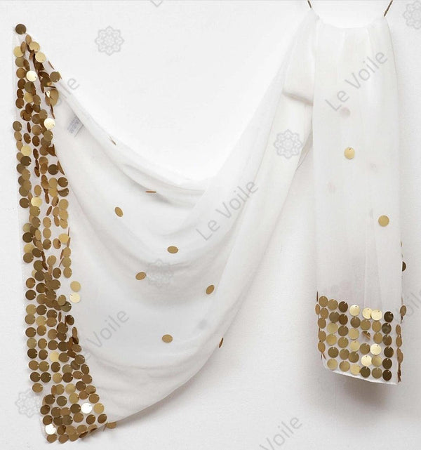 White Gold Chiffon Soiree Hijab - Scarvista